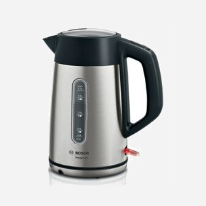 Bouilloire Bosch TWK4P440 1.7L 2400W Noir/Acier Inox, Corps Inox, Indicateur Niveau d'Eau, Arrêt Surchauffe, Filtre Anti-Calcaire Amovible, Base 360° - Miniature 1