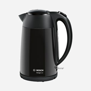 Bouilloire Bosch TWK3P423 1.7L 2400W Noire Inox, Corps Acier Inoxydable, Filtre Amovible, Base 360°, Sécurité Arrêt Automatique