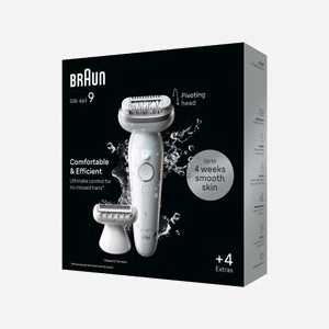 Épilateur Braun Silk-épil 9 9-041 Argent 40 Pinces MicroGrip, Rasoir et Tondeuse intégrés, Wet&Dry, Batterie Li-Ion 50 min, 100-240V