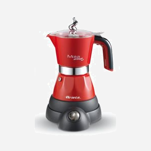 Ariete Cafetière Moka Électrique 4 Tasses Rouge 400W, Pression 5 Bar, Compatible Café Moulu, Base 360°, Dimensions 135x210x250mm, Référence 1358/16 - Miniature 1
