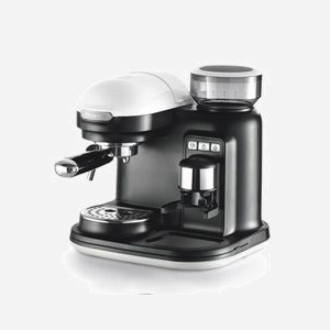 Ariete Machine Expresso Semi-Automatique 1318/01 Blanc, 920W, 15 Bar, Réservoir 0.8L, Café Moulu/Grains, Broyeur 250g, Cappuccino, Filtre à Eau - Miniature 1