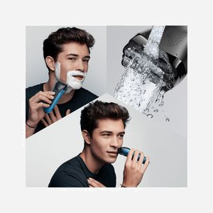 Braun Series 3 310BT Rasoir à Grille Noir/Bleu : Tondeuse intégrée, 3 Lames, Autonomie 30min, Batterie NiMH, Recharge 1h, Indicateur LED, Entièrement Lavable. - Miniature 3