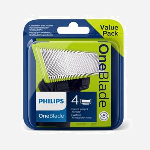 Têtes de remplacement Philips Norelco OneBlade QP240/50 (x4) - Lame Métal Argent - Compatible OneBlade - Technologie de rasage rapide pour tous types de poils - Miniature 3