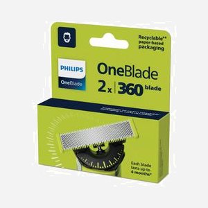 Têtes de rasoir Philips Norelco OneBlade QP420/50, Lame 360, pack de 2, Compatibilité OneBlade Norelco, Argent/Jaune - Miniature 3
