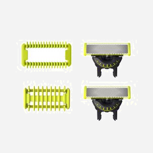 Philips QP624/50 : Pack de 2 Têtes de Remplacement OneBlade - Compatibilité QP14xx, QP25xx, QP26xx, QP27xx, QP28xx, QP65xx, QP66xx - Vert/Argent