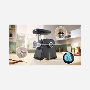 Hachoir Bosch Serie 4 MFWS440B 1900W Noir/Argent Débit 2.5kg/min 2 Vitesses Fonction Inversion Corps en Plastique 220-240V Pieds Antidérapants - Miniature 3