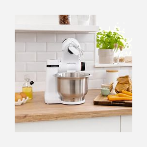 Robot de cuisine Bosch Serie 2 MUMS2EW40 Blanc, 700W, bol 3.8L Inox, 4 vitesses, fonction impulsion, accessoires inclus : blender, presse-agrumes, hachoir. - Miniature 4