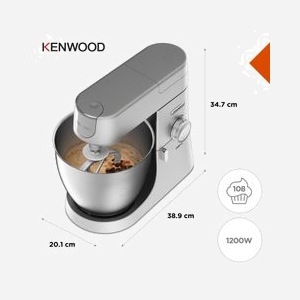 Robot Pâtissier Kenwood Chef XL KVL4110S Argent 1200W, Bol Inox 6.7L, Variateur + Turbo, Mouvement Planétaire, Corps Métal, Dimensions 385x280x345mm - Miniature 2