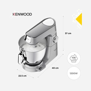 Robot de Cuisine Kenwood Titanium Chef Baker XL KVL85.124SI 1200W, Bol 7L Inox, 10 Vitesses, Ecran, Minuteur, Fonctions Pétrin/Mélange, Blender 1.6L - Miniature 2
