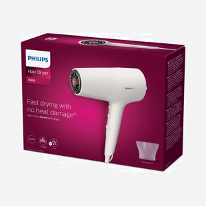 Philips Série 5000 BHD501/00 Sèche-cheveux 2100W Blanc - 6 Vitesses/Températures, Fonction Air Froid & Ionique, Moteur DC, Câble 1.8m - Miniature 3