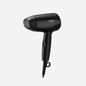 Philips Essential Care BHC010/10 Sèche-cheveux 1200W Noir : 1 vitesse, 3 positions de chauffe, fonction air frais, concentrateur, poignée pliable, câble 1.5m.