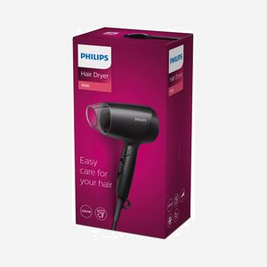 Philips Essential Care BHC010/10 Sèche-cheveux 1200W Noir : 1 vitesse, 3 positions de chauffe, fonction air frais, concentrateur, poignée pliable, câble 1.5m. - Miniature 3