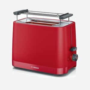 Grille-pain Bosch TAT3M124 Rouge 2 tranches 950W, Chauffe-viennoiseries pliable, HighLift, Centrage automatique, Thermostat réglable, Tiroir ramasse-miettes - Miniature 1