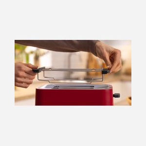 Grille-pain Bosch TAT3M124 Rouge 2 tranches 950W, Chauffe-viennoiseries pliable, HighLift, Centrage automatique, Thermostat réglable, Tiroir ramasse-miettes - Miniature 5