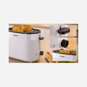Grille-pain Bosch TAT2M121 950W Blanc, 2 tranches, 6 niveaux de brunissage, Corps en plastique, Fonctions réchauffage et décongélation, Tiroir ramasse-miettes - Miniature 5