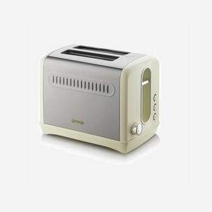 Gorenje T1100CLI Grille-Pain 2 Tranches 1100W Champagne Corps Plastique/Métal, 6 Niveaux Brunissage, Fonctions Réchauffage et Décongélation