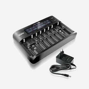 Everactive UC-800 Chargeur Universel Secteur 12V 3A pour Batteries LiFePo4, LiPo, NiMH, Tailles 9V, AA, AAA, C, SC. Écran Intégré et Protections.
