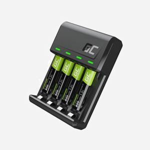 Green Cell GRSETGC02 Chargeur Universel USB pour Batteries NiMH AA/AAA (x4) 1.5V/1.2A - Consommation 0.5W - Couleur Noire - Miniature 1