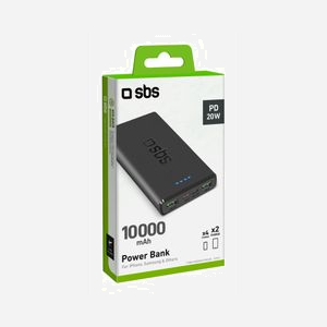 SBS Banque d'alimentation 10000mAh 20W Adaptive Fast Charging Noir - Sortie USB Type-C & Type-A, Entrée USB Type-C & Micro-USB, Câble USB-A vers USB-C inclus - Miniature 3