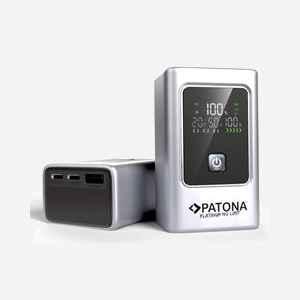 PATONA 4238 Batterie Externe 10000 mAh Li-Ion Argent Power Delivery 35W 1x USB-A & 2x USB-C avec écran pour Smartphone/Tablette/Laptop