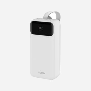 Savio BA-11 Power Bank 3000mAh Li-Ion Blanc, 2x USB Type-C, Port USB Type-A, Charge Rapide 20W/18W/15W, Écran LCD, Protection Surcharge/Surchauffe