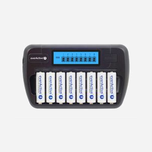 Everactive NC-800 Chargeur Universel CC pour 8 Batteries NiMH AA avec Écran Intégré - Source d'Alimentation CC