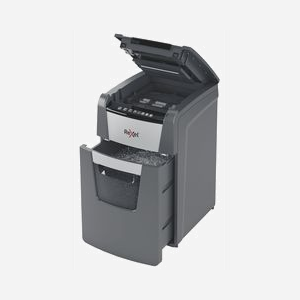 Destructeur Rexel Optimum Auto+ 130X Coupe Croisée 4x28mm (P-4) 130 feuilles, Corbeille 44L, 55dB, Fente 22cm, Agrafes/Trombones, Noir/Argent - Miniature 4