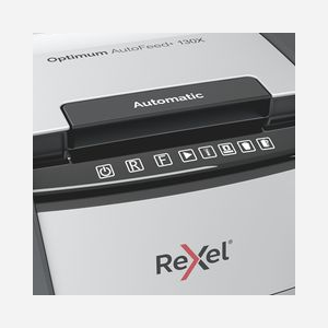 Destructeur Rexel Optimum Auto+ 130X Coupe Croisée 4x28mm (P-4) 130 feuilles, Corbeille 44L, 55dB, Fente 22cm, Agrafes/Trombones, Noir/Argent - Miniature 5
