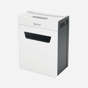 Leitz Destructeur de Papier 80910000 Gris/Blanc - Coupe Particules P-4, 8 Feuilles, 14L, Anti-Bourrage, Trombones/Agrafes, 351x204x355mm