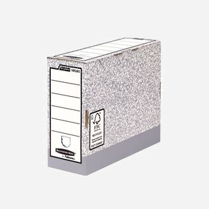 Boîte d'Archive Fellowes 1080501 Papier Gris A4, Dimensions Internes 100x260x315mm, Montage Automatique FastFold, Carton 100% Recyclé FSC - Miniature 1