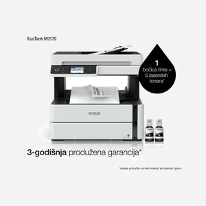 Epson EcoTank M3170 : Imprimante Jet d'encre Mono A4, 1200x2400 DPI, 39ppm, Recto-Verso Auto, Scanner 1200x2400 DPI, Fax Couleur, Wifi, Ethernet - Miniature 4