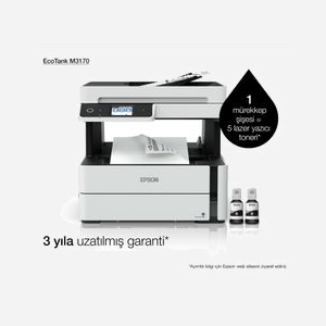 Epson EcoTank M3170 : Imprimante Jet d'encre Mono A4, 1200x2400 DPI, 39ppm, Recto-Verso Auto, Scanner 1200x2400 DPI, Fax Couleur, Wifi, Ethernet - Miniature 5