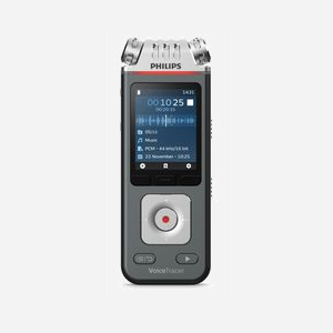 Philips VoiceTracer DVT6115 Noir/Gris : Enregistreur vocal numérique, 50-20000 Hz, USB 2.0, sortie casque, 130x130x18mm, 108g, Windows/macOS/Linux