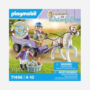 Playmobil Horses of Waterfall 71496 : Calèche et Poney, 2 Figurines Enfants, Accessoires (Plastique, 8-10 ans), +80% Matériaux Recyclés/Biosourcés