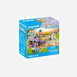 Playmobil Horses of Waterfall 71496 : Calèche et Poney, 2 Figurines Enfants, Accessoires (Plastique, 8-10 ans), +80% Matériaux Recyclés/Biosourcés - Miniature 2