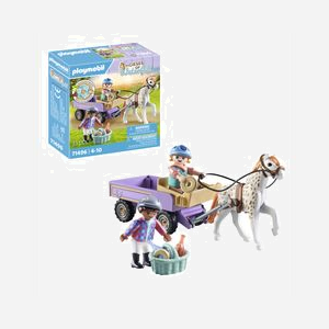 Playmobil Horses of Waterfall 71496 : Calèche et Poney, 2 Figurines Enfants, Accessoires (Plastique, 8-10 ans), +80% Matériaux Recyclés/Biosourcés - Miniature 4