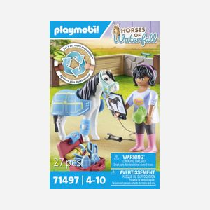 Playmobil Horses of Waterfall 71497 : Thérapeute et cheval, figurine PLAYMOBIL, poney, accessoires (7-10 ans, plastique, 24 pièces)