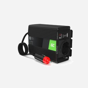 Green Cell INV29 Adaptateur/Onduleur 150W 12V vers 230V 50Hz Type F avec USB et Protection Surtension/Surchauffe/Court-circuit - Noir