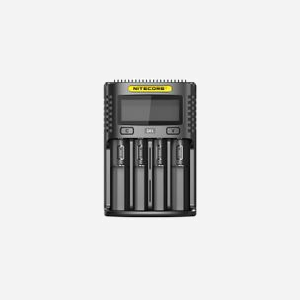 Nitecore UM4 Chargeur de Batteries Domestiques DC 9V - 4.35V pour Li-Ion/LiFePO4/Ni-Cd/Ni-MH, AA/AAA/AAAA/C/D, 4 Slots, Noir, NC-UM4