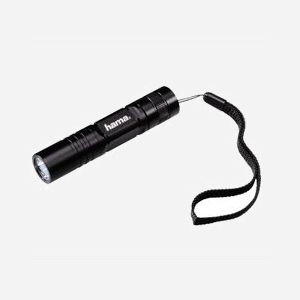 Hama Regular R-98 Lampe Torche Noire - 1 LED, 0.5W, 36 lm, Faisceau 30m, Durée de Vie 30000h, 1xAA, 98mm, 58g - Réf. 00136230