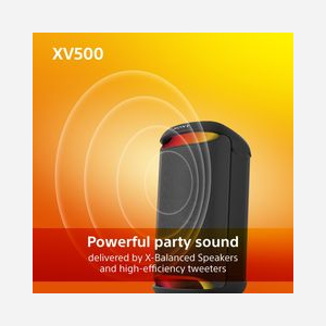 Enceinte Party Sony SRSXV500B Noir - Haut-parleur 1x, Tweeter 2x 6cm, Woofer 2x 14cm, Bluetooth 5.2, USB Type-A, IPX4, 20-20000Hz, Autonomie 25h - Miniature 2