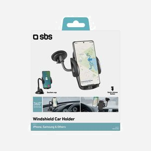 SBS Support Passif Voiture TE0UCH20W pour Smartphone/Mobile (3,3-11,8cm), Ventouse, Rotation 360°, ABS, Écrans jusqu'à 6", Noir - Miniature 3