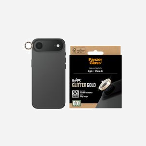 PanzerGlass Hoops - Protection Caméra iPhone Air - Verre Trempé, Silicone, Or - Résistant Rayures/Chocs - 44.46x42.26mm - 2mm Épaisseur - Kit Nettoyage - Miniature 2