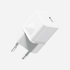 Baseus CCGN050102 Chargeur Secteur 20W USB-C Power Delivery 3.0 Blanc - Compatibilité Smartphone/Universel, Protections Surtension/Surchauffe, Android/iOS