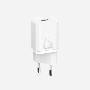 Baseus TZCCSUP-L02 Chargeur Secteur Super Si 25W Blanc - USB Type-C Power Delivery (PD) - 100-240V 50/60Hz - Sortie 5V/3A, 9V/2.77A, 12V/2.1A - Miniature 1