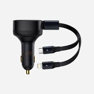Baseus CGTX000001 Chargeur Auto Allume-cigare USB-C + Lightning 30W Power Delivery - 12-24V, 5V/9V/12V - Protection Surtension/Surchauffe - Noir - Miniature 1