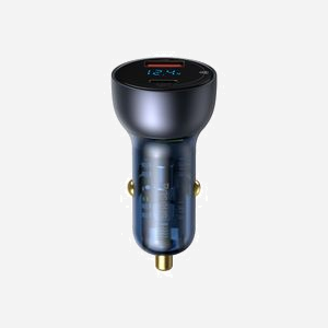Baseus CCKX-C0G Chargeur Allume-cigare Universel 65W Noir/Bleu : 1x USB 2.0 + 1x USB-C, 12-24V vers 4.5-20V, Quick Charge, avec câble USB-C