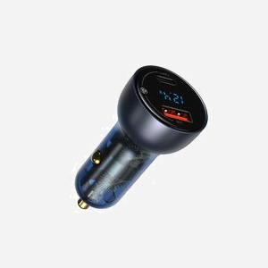 Baseus CCKX-C0G Chargeur Allume-cigare Universel 65W Noir/Bleu : 1x USB 2.0 + 1x USB-C, 12-24V vers 4.5-20V, Quick Charge, avec câble USB-C - Miniature 2