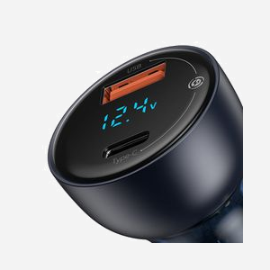 Baseus CCKX-C0G Chargeur Allume-cigare Universel 65W Noir/Bleu : 1x USB 2.0 + 1x USB-C, 12-24V vers 4.5-20V, Quick Charge, avec câble USB-C - Miniature 5