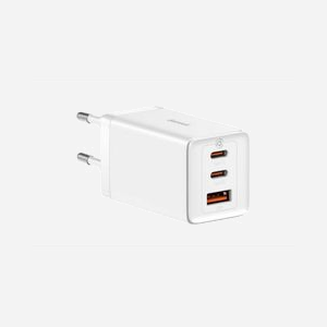 Baseus CCGP120202 Chargeur Secteur Intérieur 65W Blanc - 1x USB-C Power Delivery + 2x USB-A Quick Charge 3.0 - Compatible Secteur et USB - Miniature 1